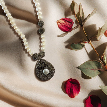 Salt + Stone - Pearl & Pavé Teardrop Necklace