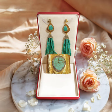 She Walks With Thunder - Turquoise Cuff & Earring Set